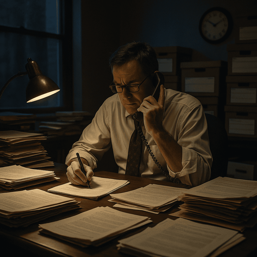 20250418 1317 Overworked Attorneys Late Night simple compose 01js51vtezekd9dhfnms4sknjr