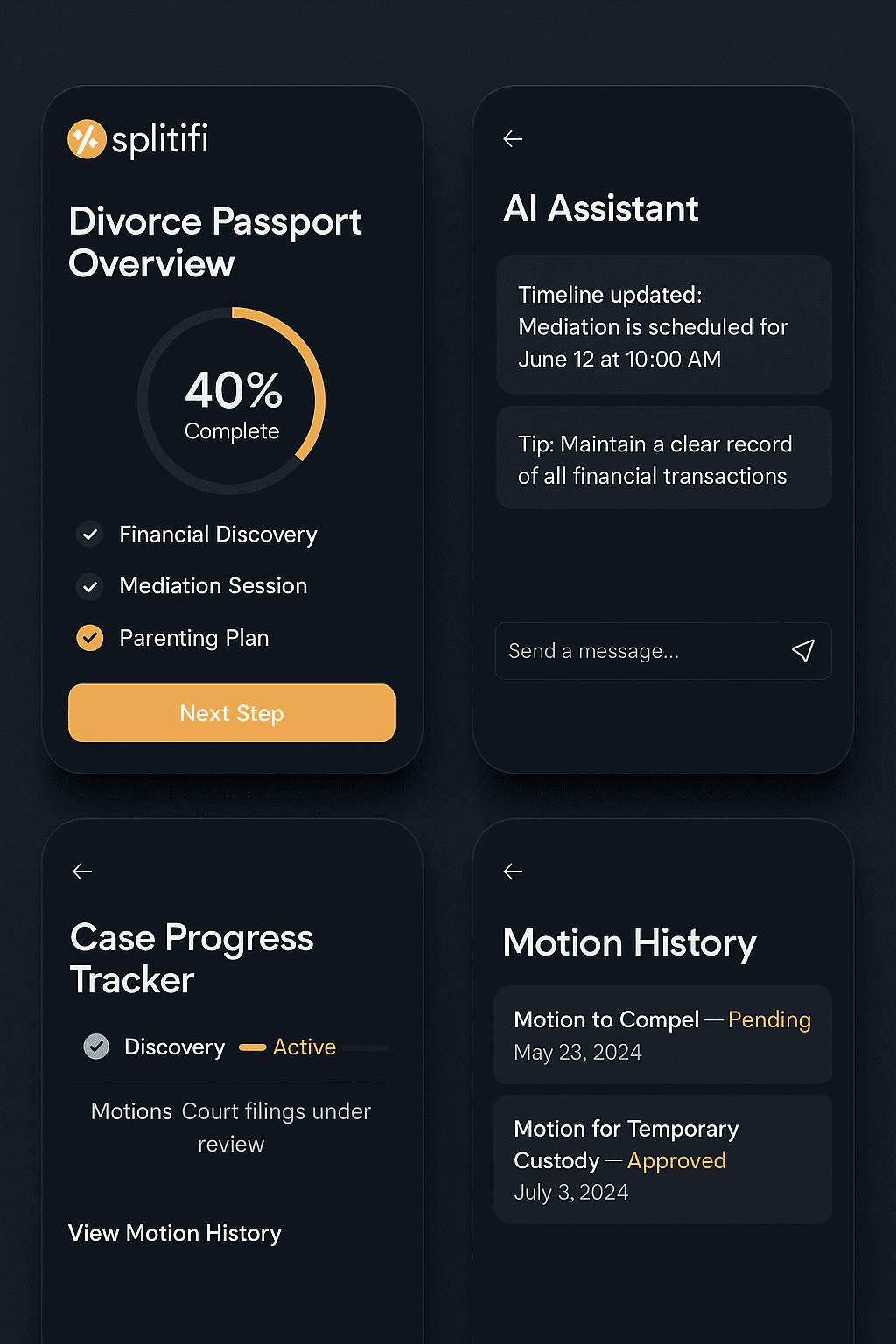Splitifi Mobile Dashboard Screens