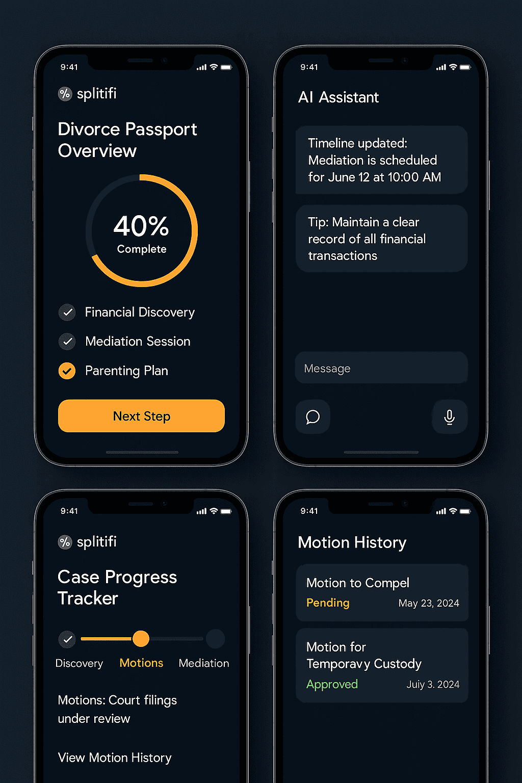 Divorce OS 1 20250506 1251 Splitifi Mobile Dashboard